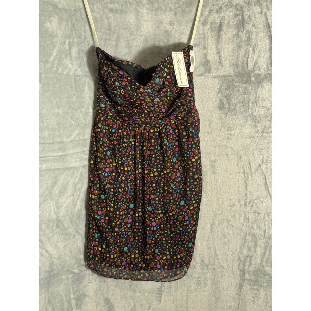 Shoshanna Silk Strapless Mini Dress Multicolor Polka Dot Sweetheart Size 4 NWT